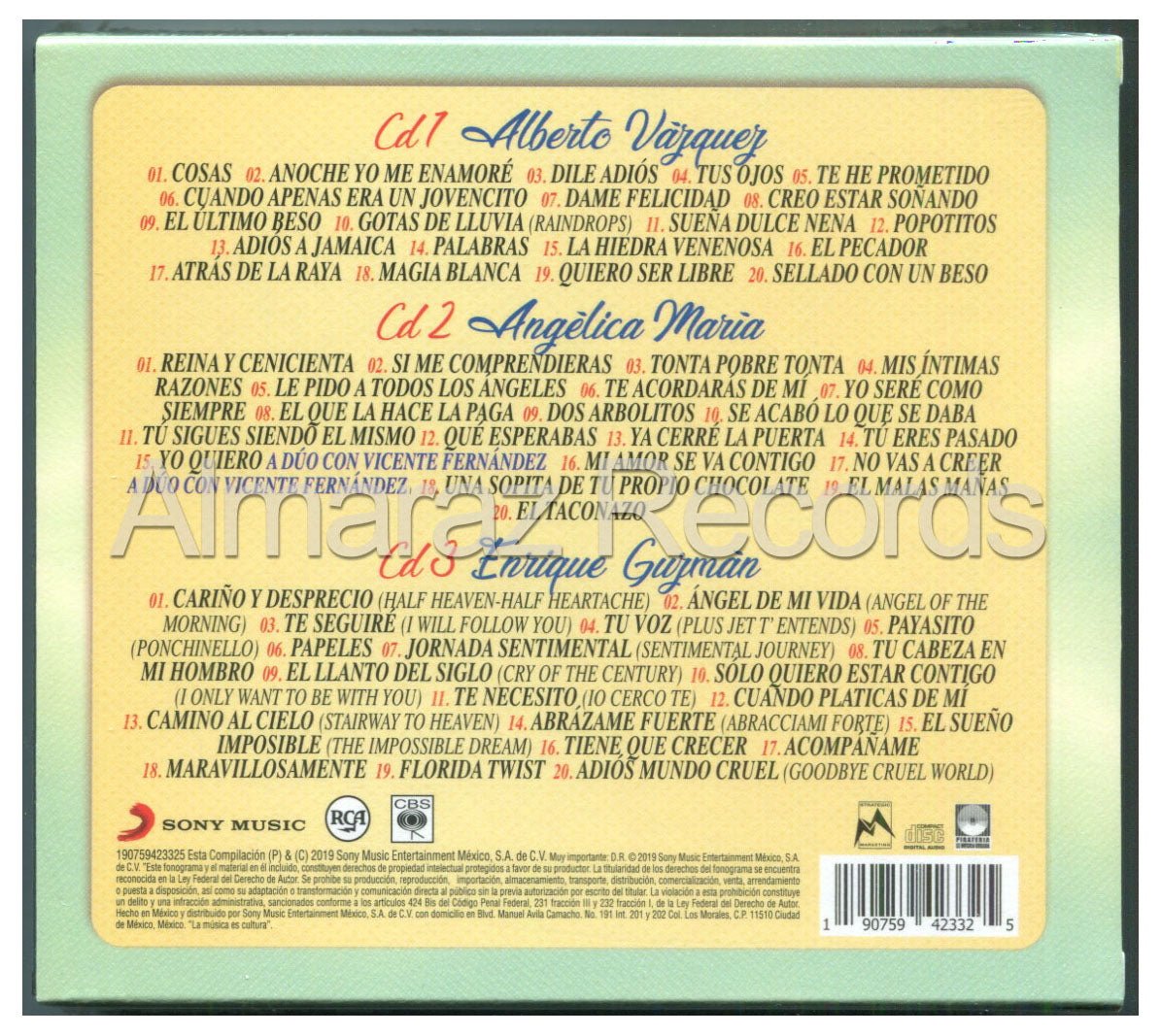2 Siglos De Musica Angelica Maria / Alberto Vazquez / Enrique Guzman 3CD