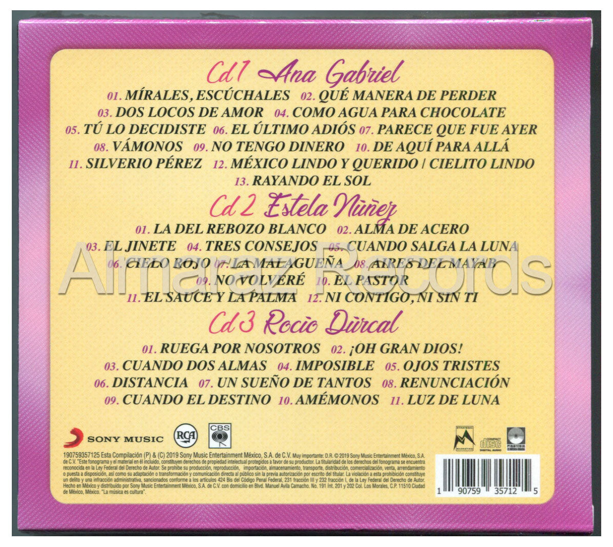2 Siglos De Musica Estela Nuñez / Ana Gabriel / Rocio Durcal 3CD