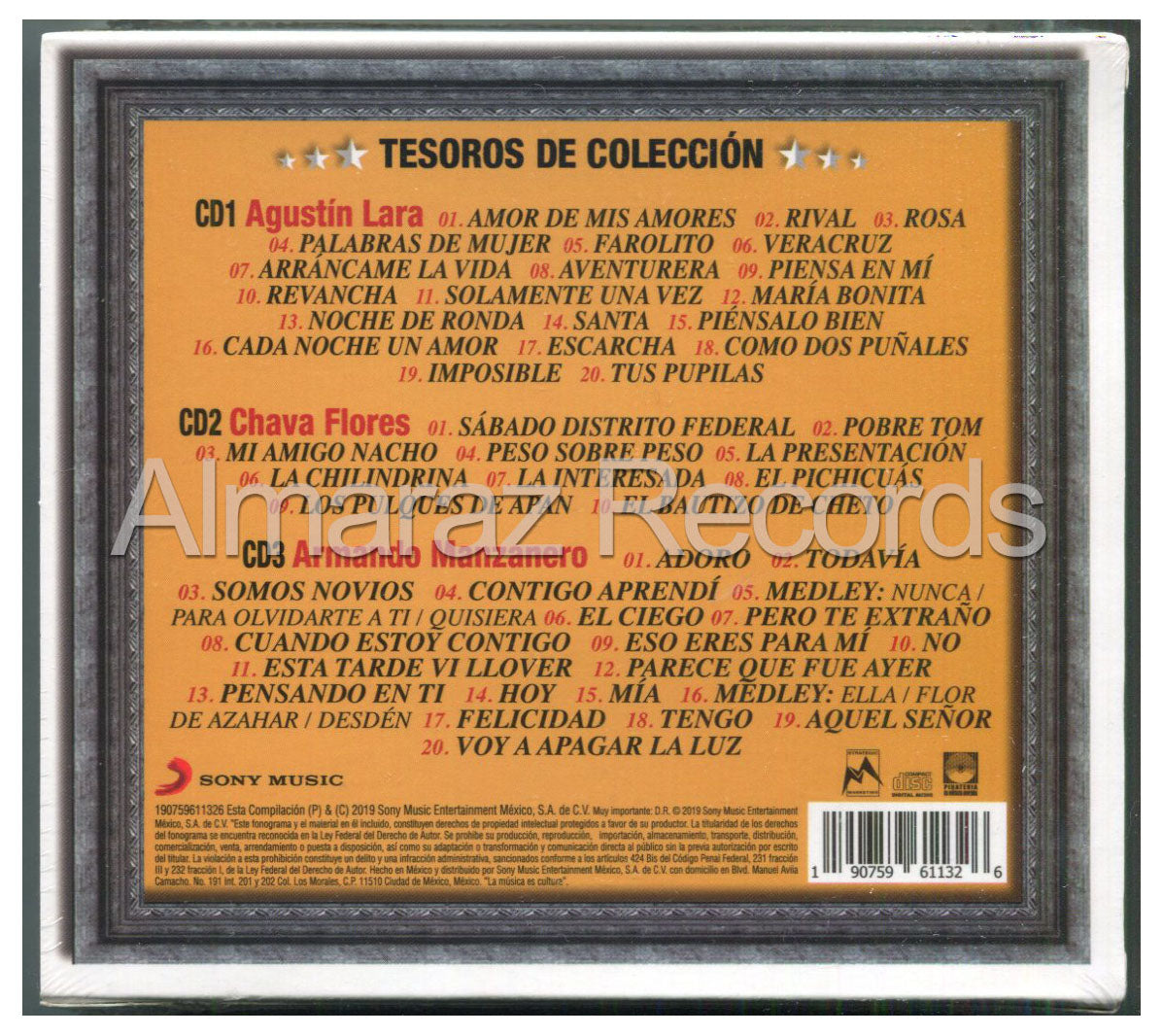 Agustin Lara Armando Manzanero Tesoros De Coleccion 3CD