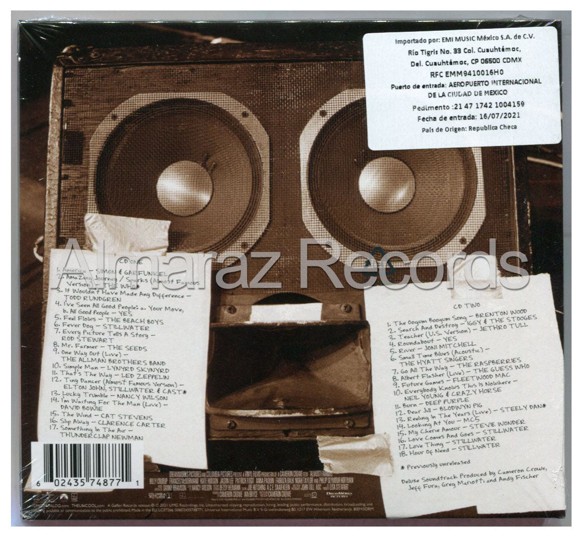 Almost Famous Soundtrack 20th Anniversary 2CD [Importado]