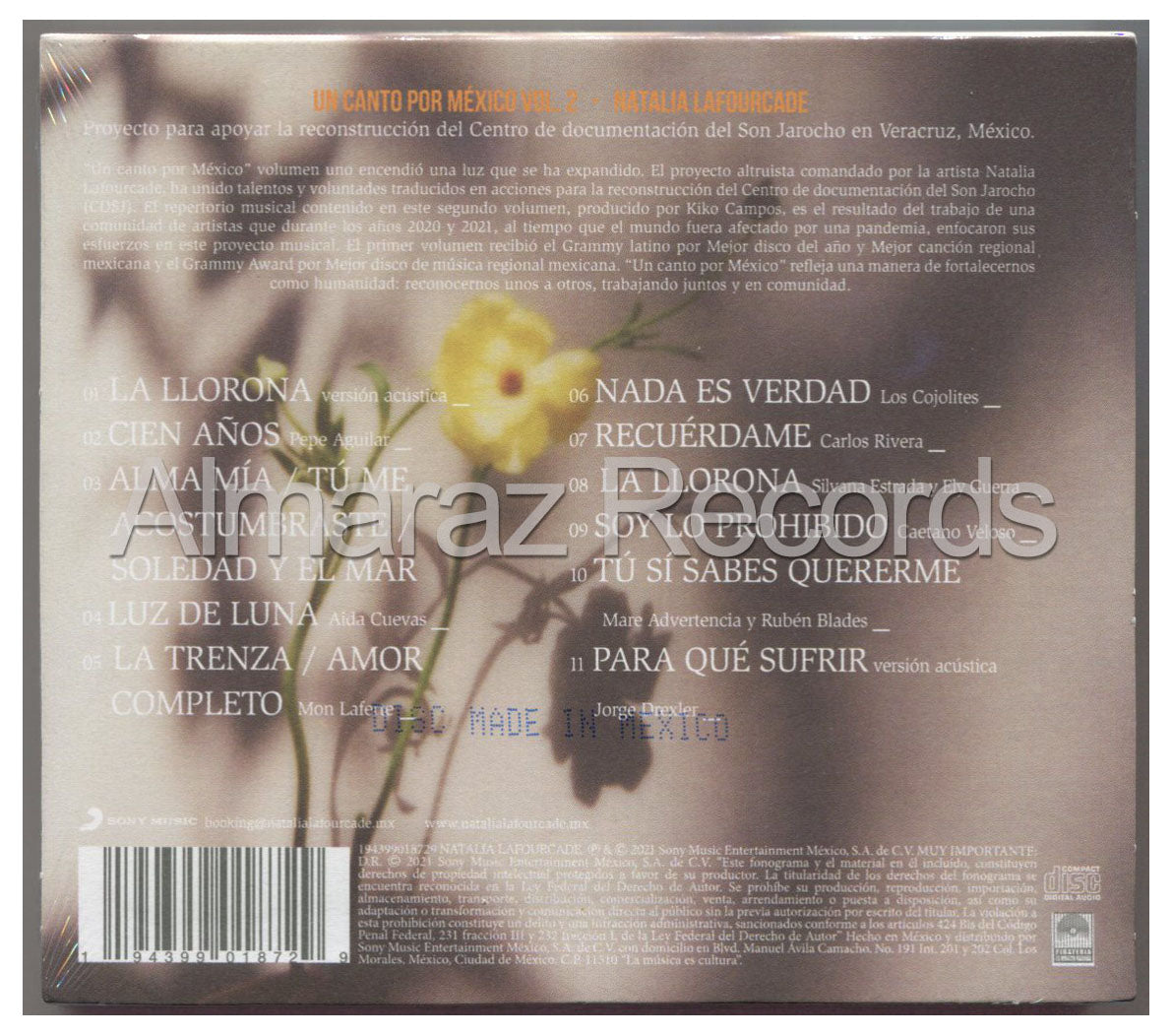 Natalia Lafourcade Un Canto Por Mexico Vol. 2 CD