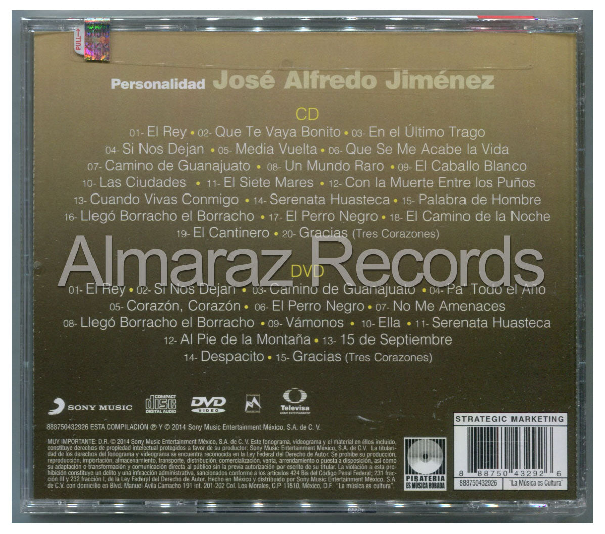 Jose Alfredo Jimenez Personalidad CD+DVD - Almaraz Records | Tienda de Discos y Películas
 - 2