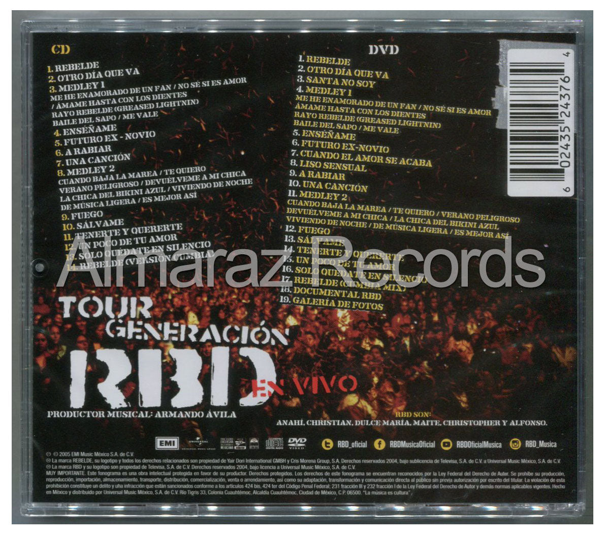 RBD Tour Generacion En Vivo CD+DVD