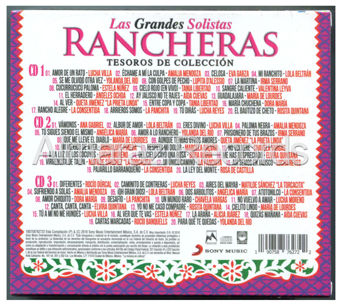 Tesoros De Coleccion Las Grandes Solistas Rancheras 3CD
