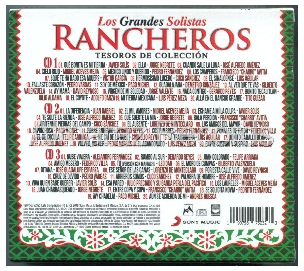 Tesoros De Coleccion Los Grandes Solistas Rancheros 3CD